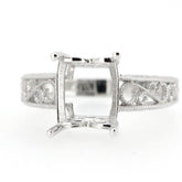 Sterling Silver Semi Mount Ring Setting Emerald Cut Oct 10x8mm Filigree - Syzjewelry